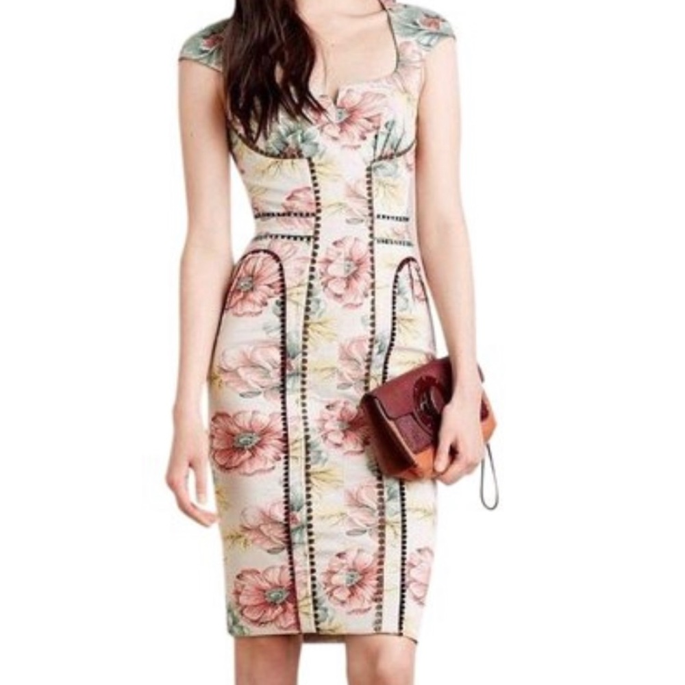 Anthropologie Byron Lars Brocade Sheath Garden Bombshell Dress 0 Petite